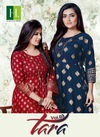 Hirwa Tara 3 Ethnic Wear Latest Fancy Rayon Gold prints with mirror work  Flair Designer  Kurti Collection